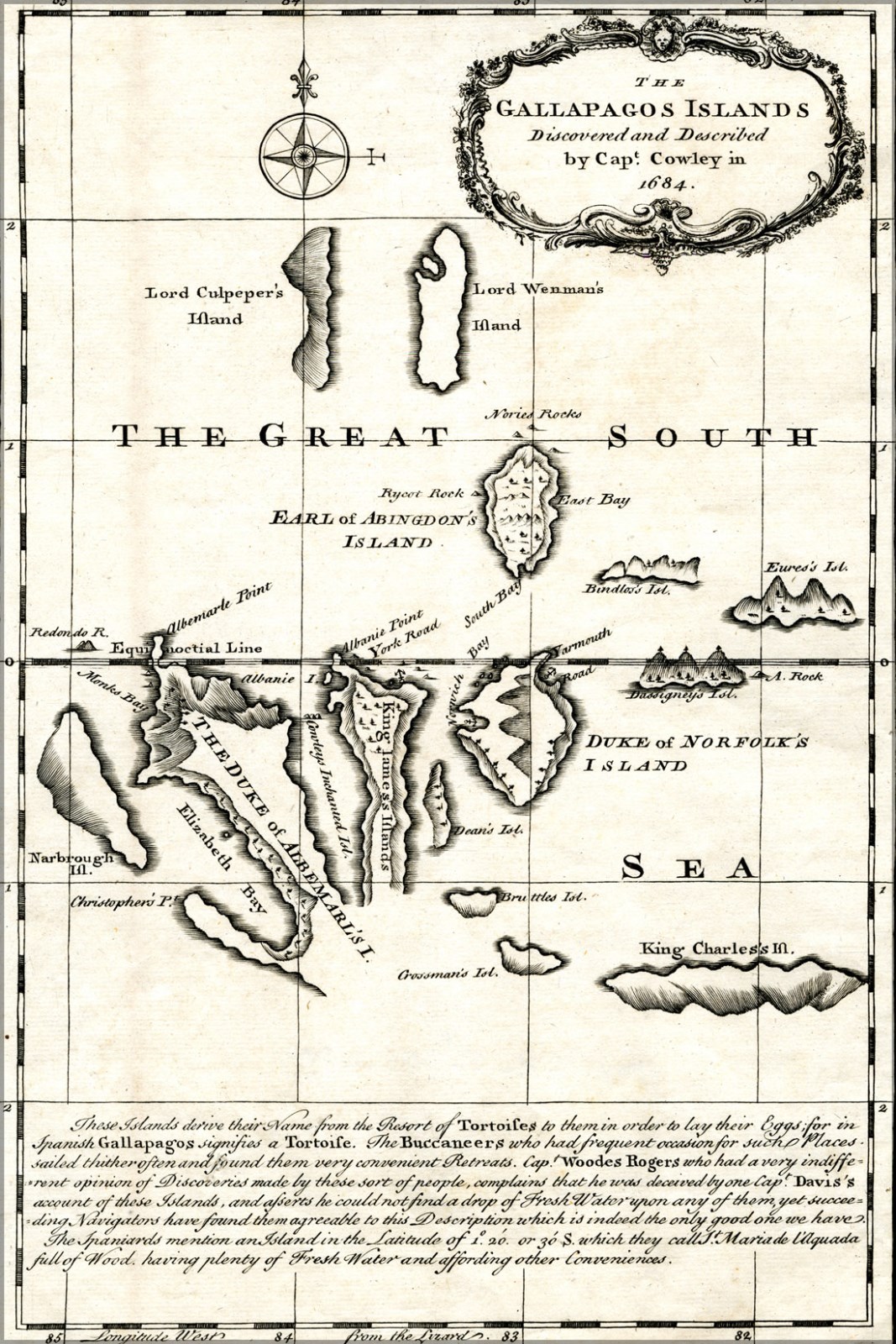 Poster, Many Sizes; Map Of The Galapagos Islands As Described By Ambrose Cowley gallery