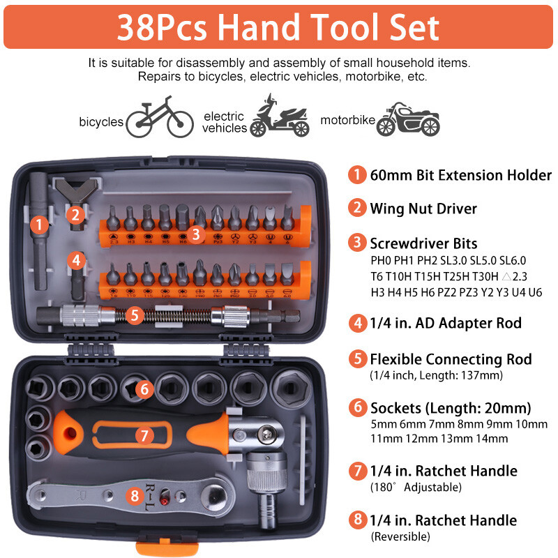 38pcs Socket Ratchet Screwdriver Wrench Repair Tool Kit Mini Mechanics Tools gallery