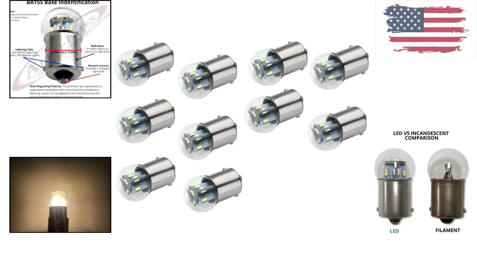 Long-Lasting Dimmable LED Bulbs - Warm White 10-Pack for 12/14VDC Applications gallery