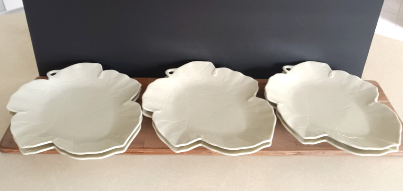 White Leaf Salad Lunch Plates Set 2 Global Views 10.5" Botanical Serving Plates gallery