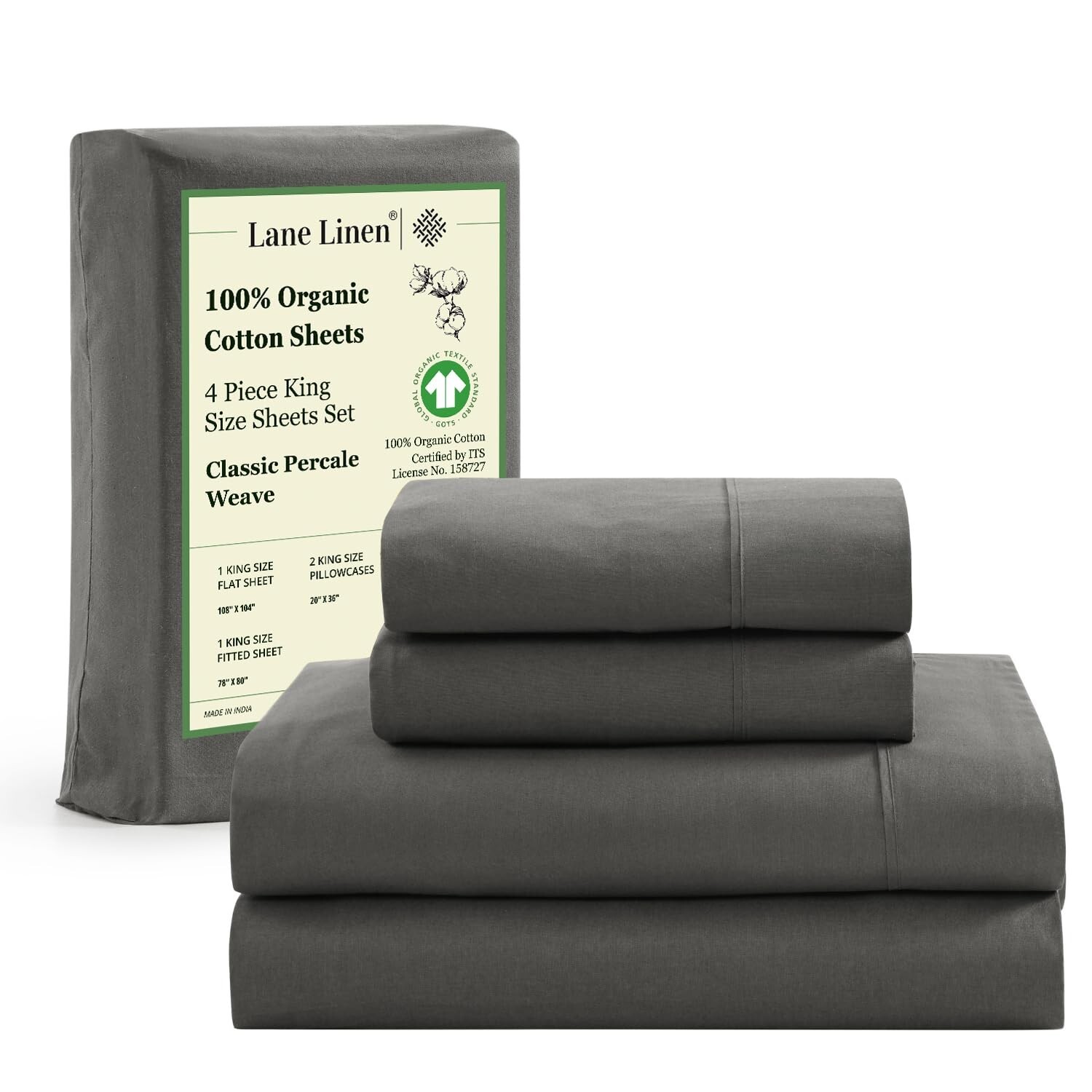 LANE LINEN 100% Organic Cotton Sheets King Size - 4Pc King Sheet Set, Soft Sh... gallery