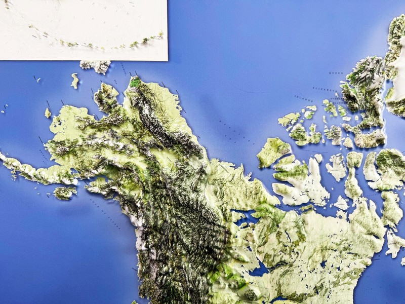 Real 3D raised relief map of North America - with touchable mountain peaks. gallery