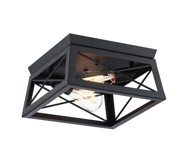 Pia Ricco 12 in. 2-Light Matte Black Flush Mount gallery