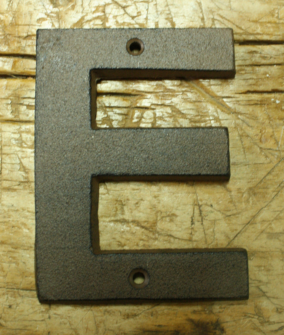 Cast Iron Industrial LETTER E Sign Rustic Brown 5" tall Alphabet gallery