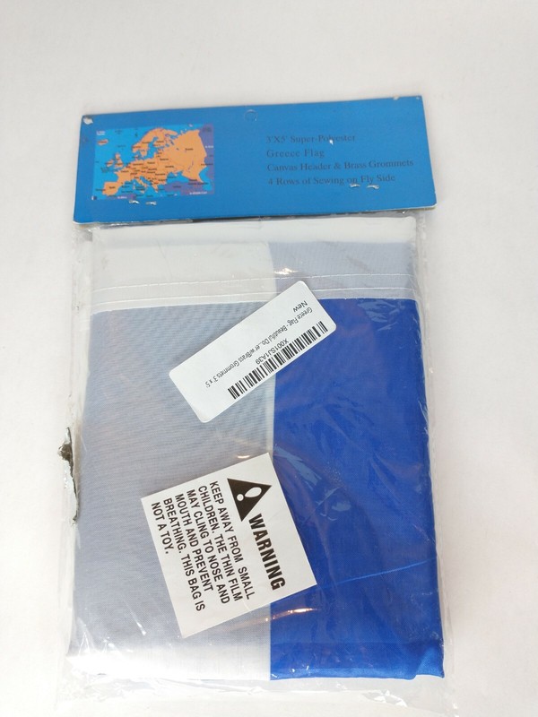 Greece Flag Canvas Header Brass Grommets 3'×5' gallery