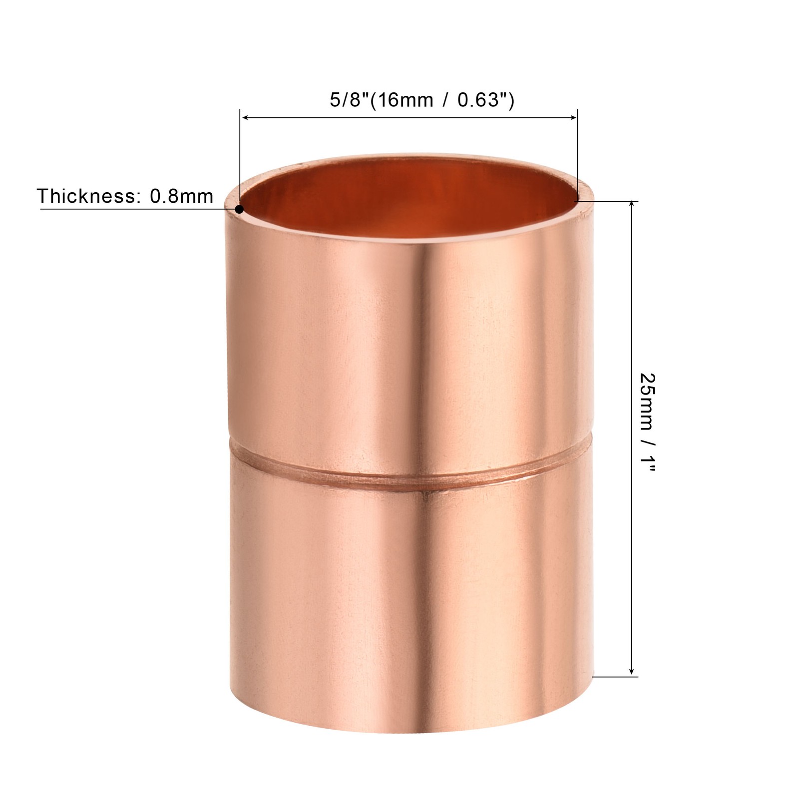5PCS 5/8 Inch ID Straight Copper Coupling Fittings Welding Joint gallery