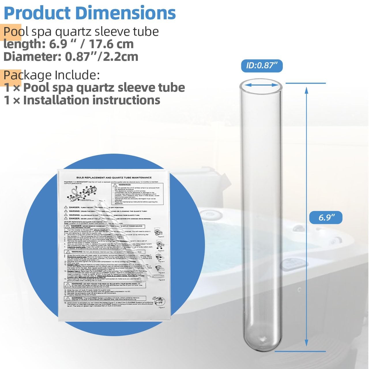 Clear Ray XL 6472-859 Replacement Spa Quartz Tube Compatible with Jacuzzi Sun... gallery