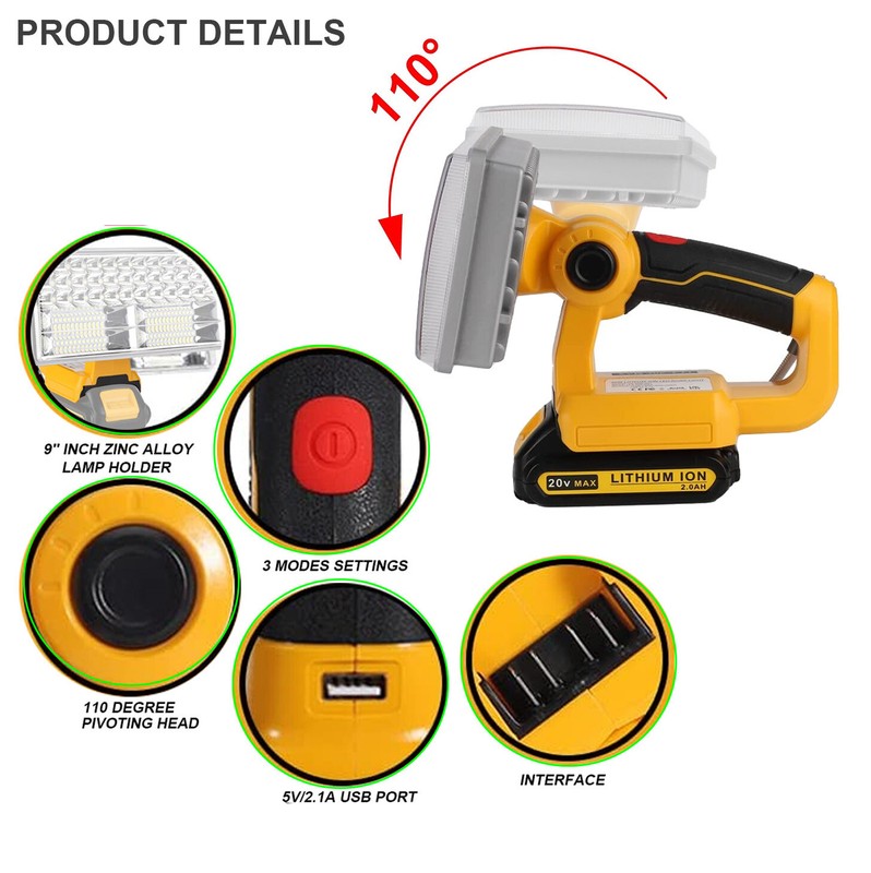 20V Light for Dewalt 20V Max Lithium-ion Battery 40W 4200LM 35W 30W Flashlight gallery