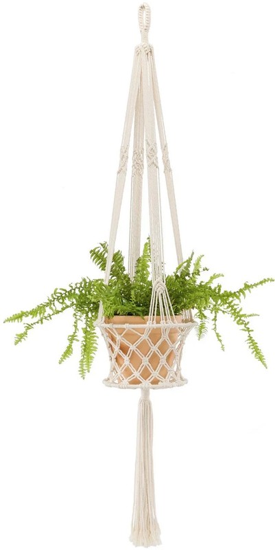 Boho Macrame Plant Hanger Handmade Cotton Rope Hanging Planter for Outdoor gallery