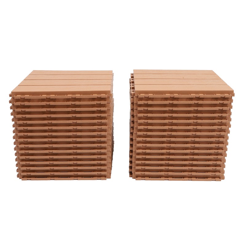 30X Plastic Interlocking Deck Tiles Dark Wood Grain Outdoor Patio Pavers 12"x12" gallery