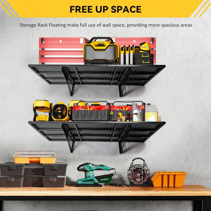 Heavy Duty 2-Pack Adjustable Garage Wall Shelves, 800 Lb Capacity gallery