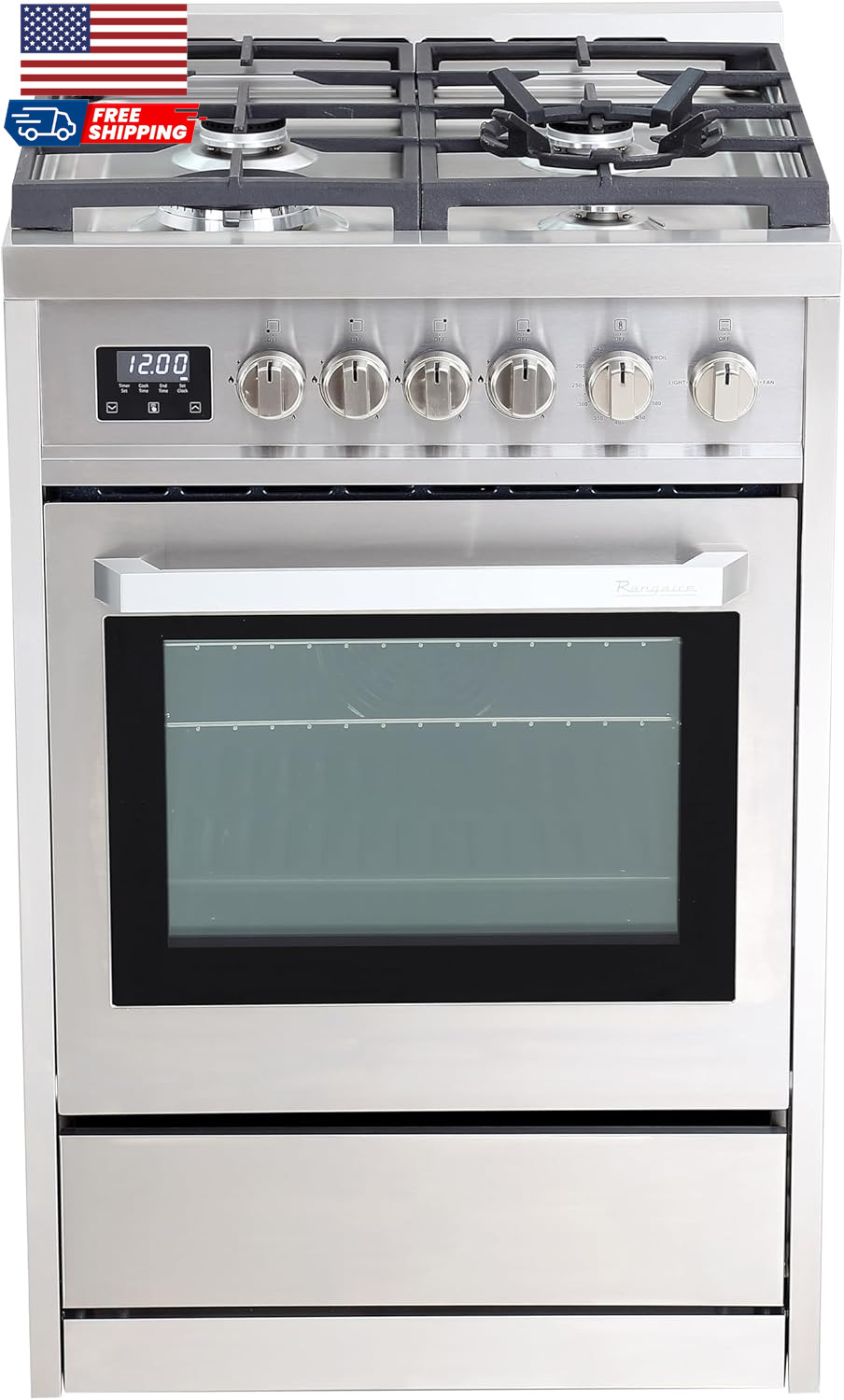 RRG241TS 24" Gas Range Oven with Timer Stainless Steel Sealed Burners Convec gallery