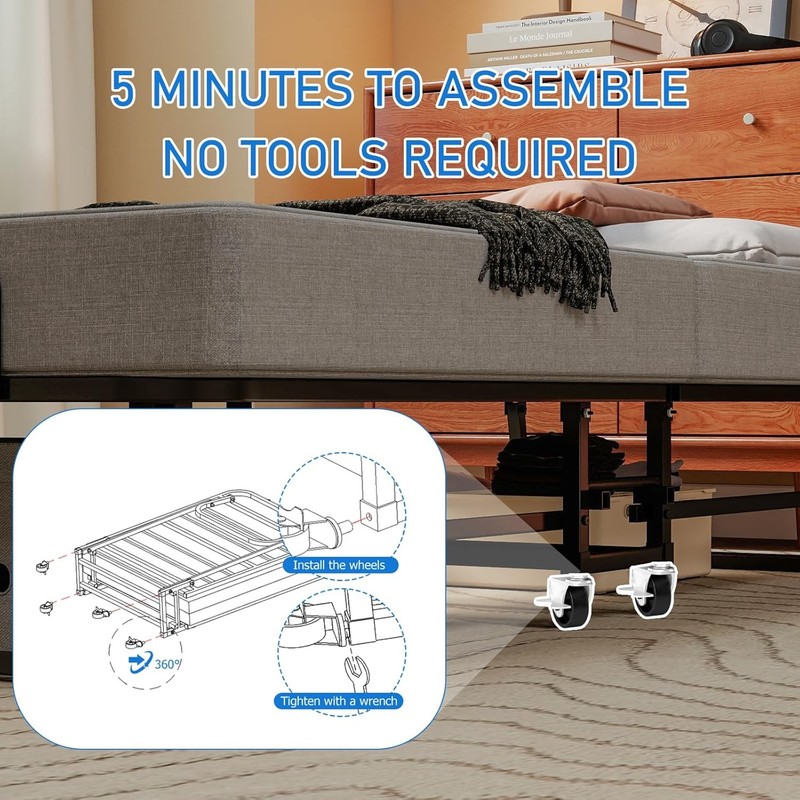 Foldable Rollaway Bed with Memory Foam Mattress & Sturdy Fold Up Metal Frame gallery
