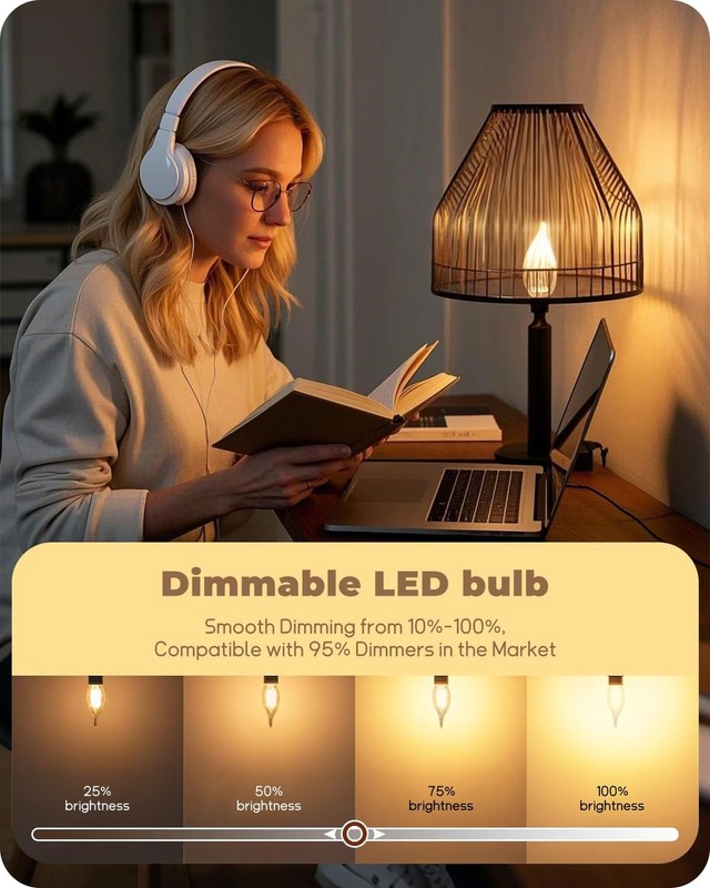 TJOY E12 LED Candelabra Bulb Dimmable, 60W Equivalent LED Chandelier Light Bu... gallery