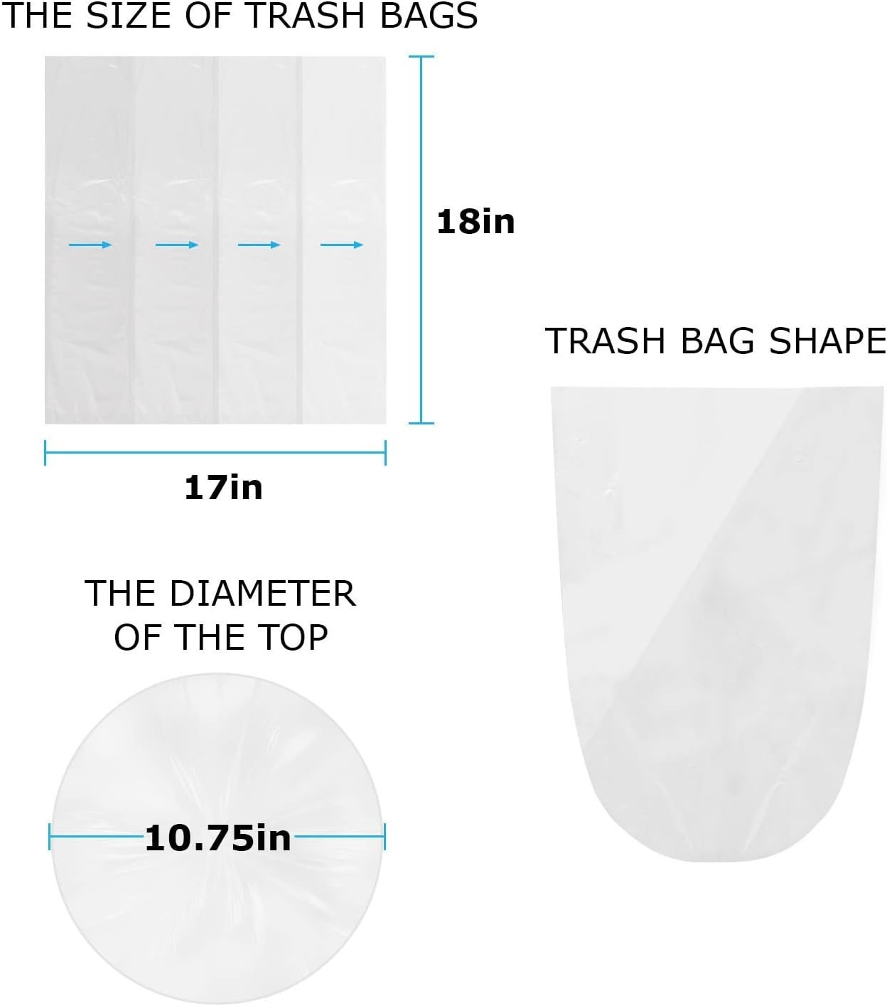 4 Gallon trash bag liner 500 Count, Garbage bags, 17”x 18” Clear Leak proof W... gallery