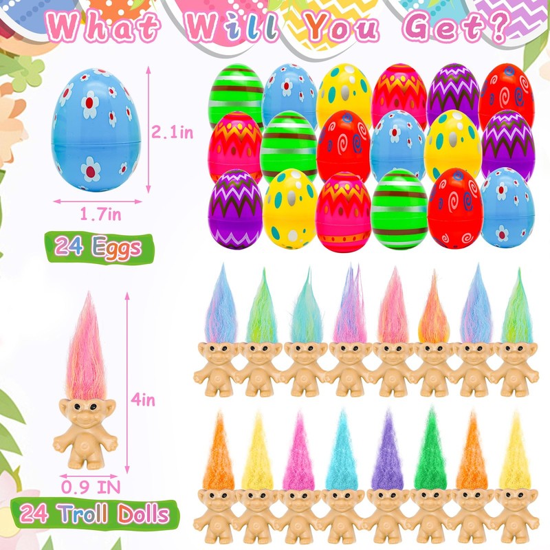 24 Pack Prefilled Easter Eggs with Toys Inside Mini Vintage Lucky Dolls Figur... gallery