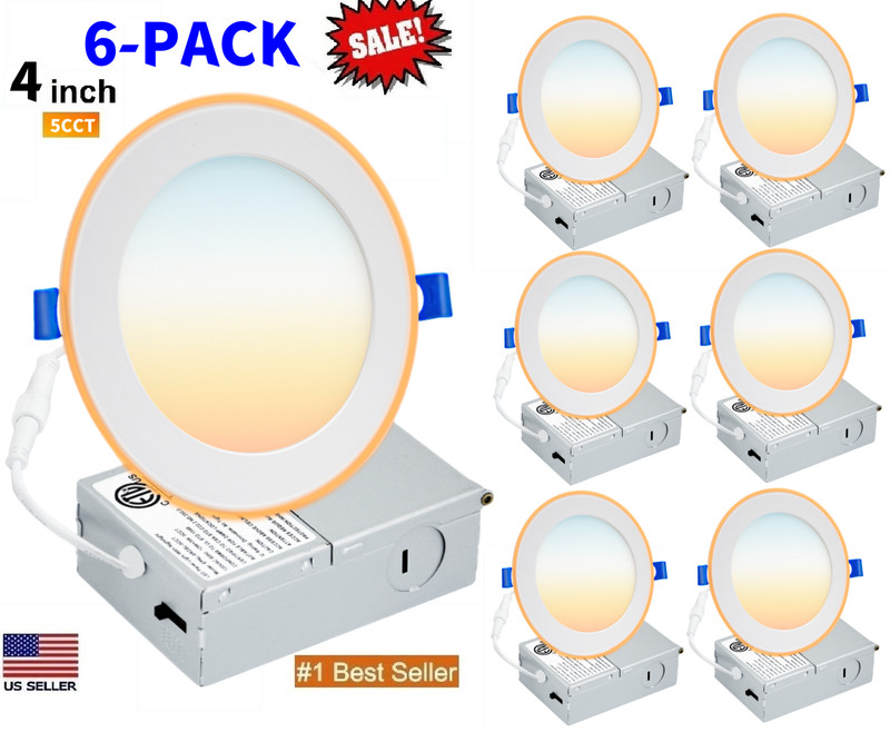 4in 5CCT Ultra-Thin LED Recessed Ceiling Light 800lm,Dimmable Canless Down Light gallery