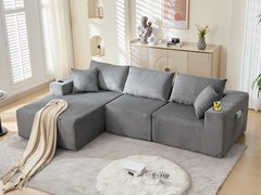 LOCAME Modular Sectional Sofa Couch, Convertible Floor Sofa Lounger with Pillows