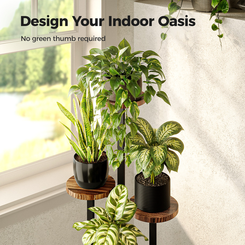 Bamworld Plant Tables Indoor Corner Plant Stand Tall Metal Wood Plant Shelf gallery