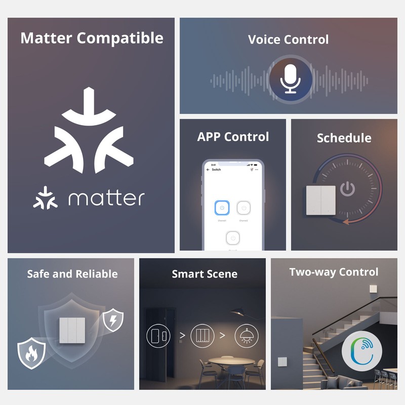 SONOFF Matter Smart Light Switch, 2.4GHz WiFi Light Switch, Smart Wall Switches gallery