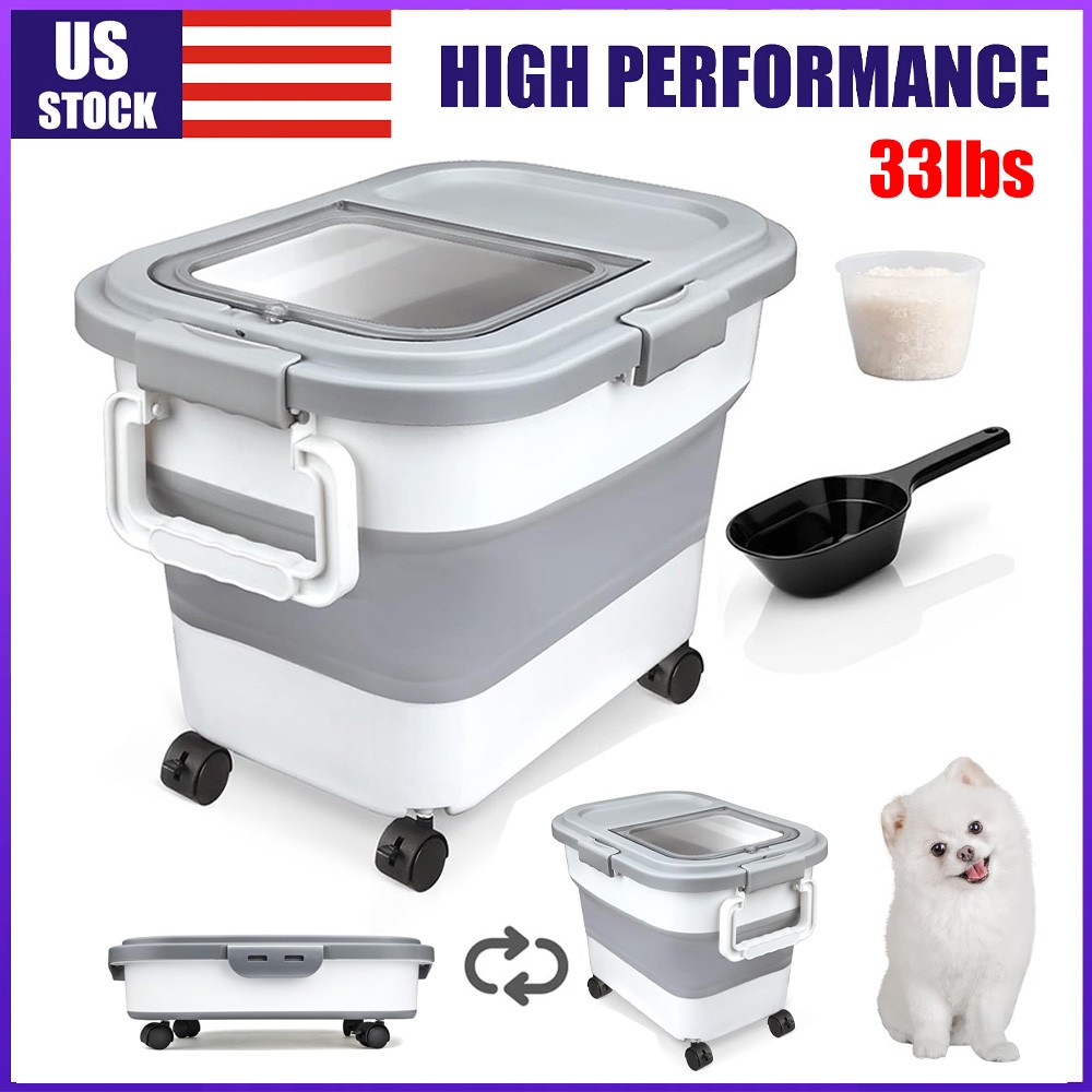 Dog Food Storage Container Collapsible Food Storage Containers w/ Wheels & Scoop gallery