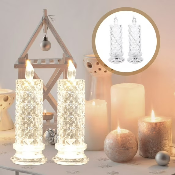 4 Piece Clear Flameless Candles, 7 Inches Tall gallery