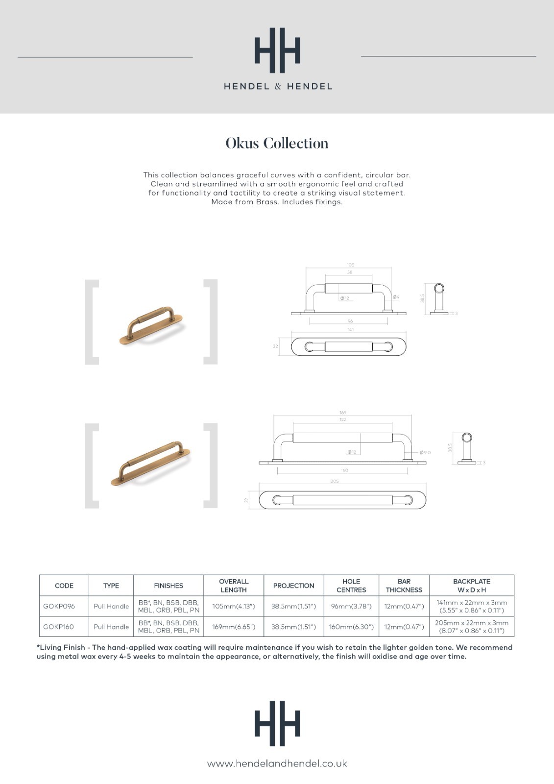 3.78" CC Okus Kitchen Cabinet Pull Handle With Back Plate In Brushed Satin Brass gallery