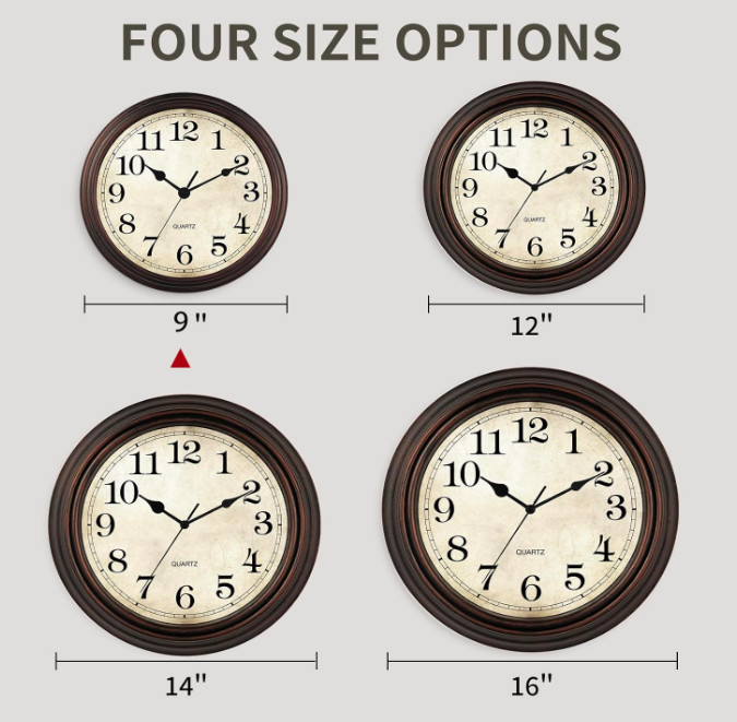 Wall Clock, 9 Inch Silent Non Ticking Classic Battery Operated Clocks, Decorativ gallery