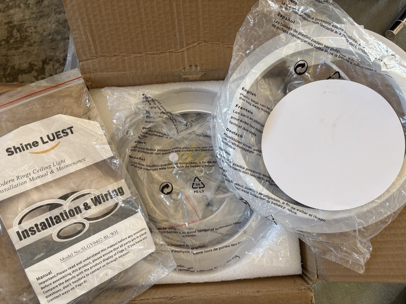 34W LED Ceiling Light w/Remote, 3000-6000K Dimmable Modern Flush Mount. White. gallery