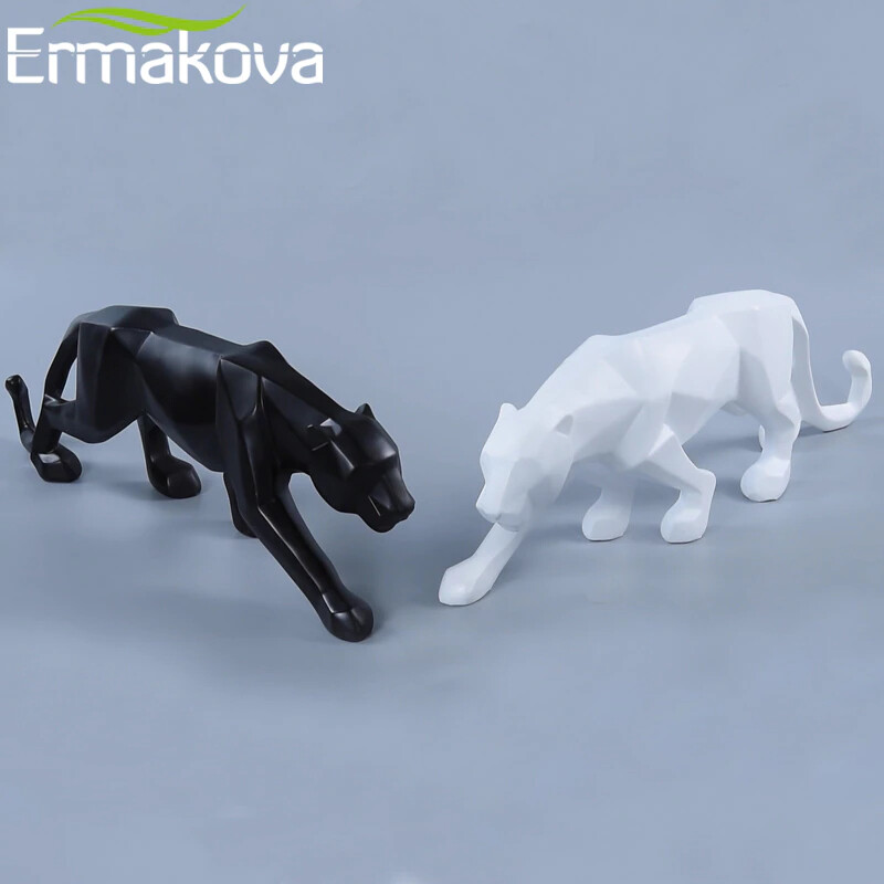Panther / Leopard Statue Animal Figurine Abstract Geometric Style Resin gallery