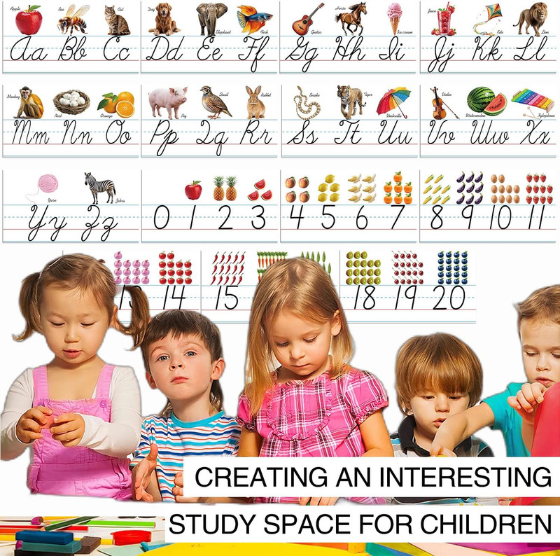 15 Pieces Cursive Alphabet Line Bulletin Board Set Alphabet Classroom Wall Strip gallery