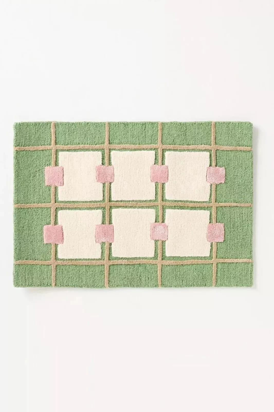 Emerald Green Block Area Rug Greer Hand-Tufted Wool Rug - Elegant Taupe 8x10 3x5 gallery