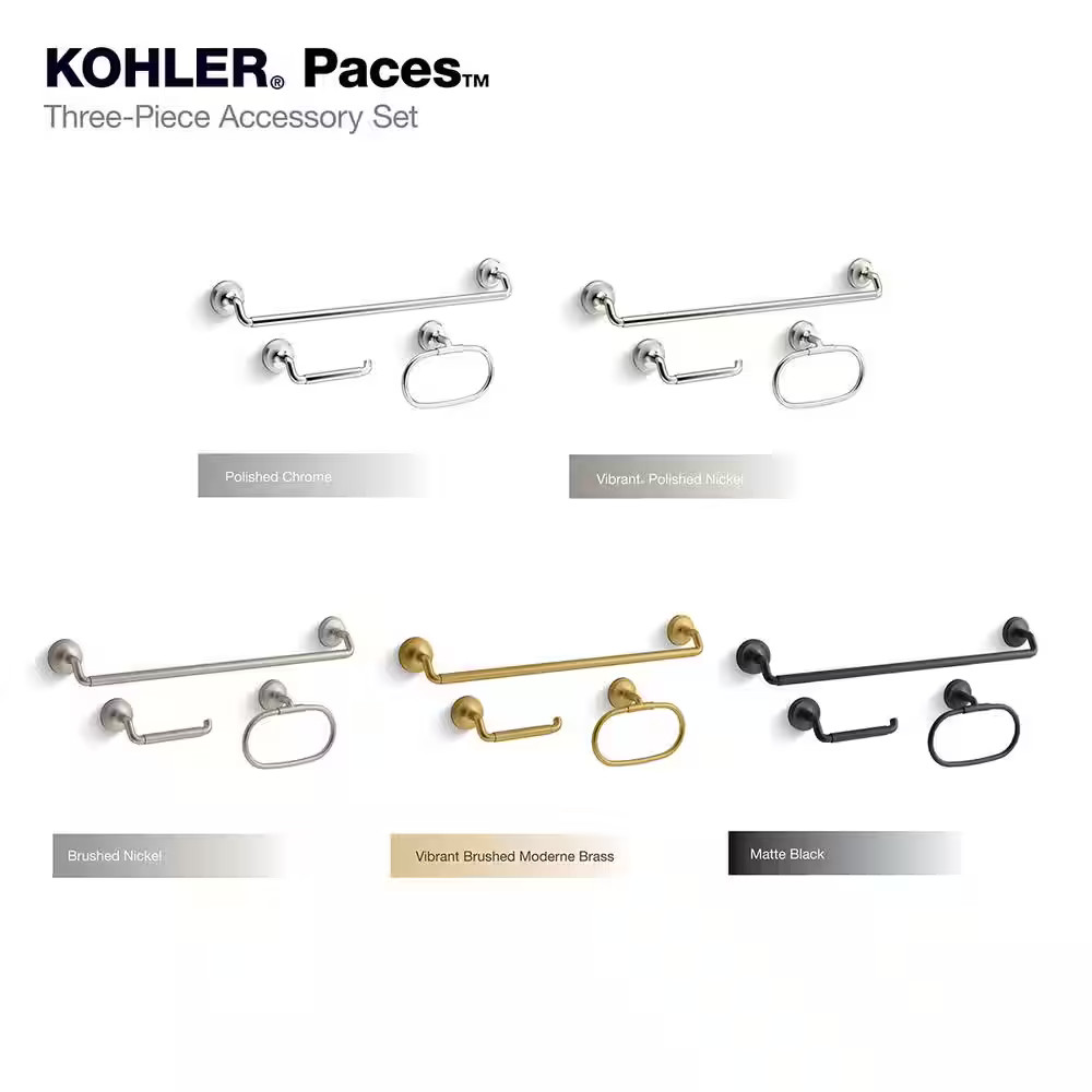 KOHLER Paces 3-Piece Bath Hardware Set R34490-SN in Vibrant POLISHED NICKEL gallery
