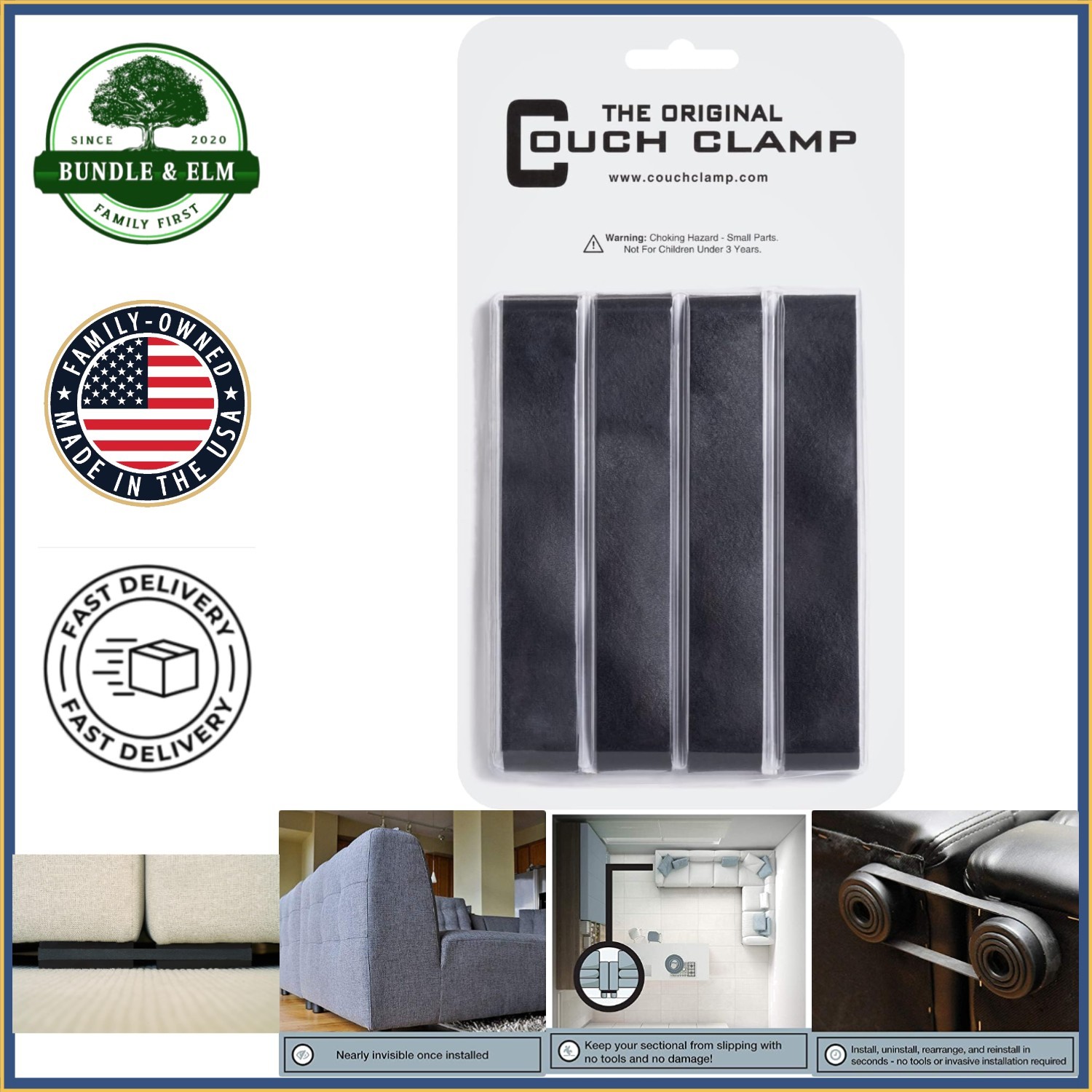 4 Pack Sectional Connectors, Easy Install Straps for Modular Couch Stability gallery