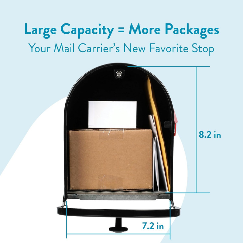 Large Capacity Curbside Mailbox Double Door Post Mount Black USPS Approved gallery