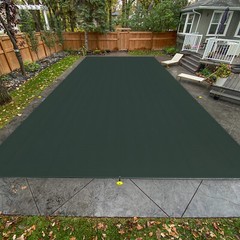 Wire Rope Rectangular Inground Swimming Pool Winter Cover Pool Safety-Green