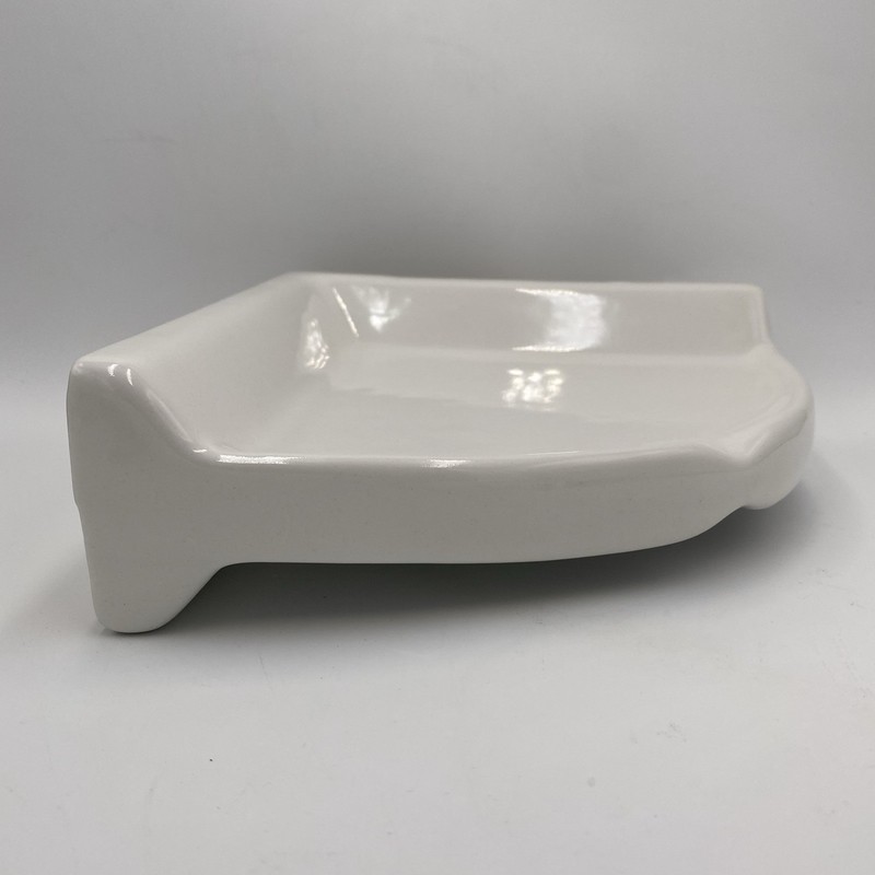 Ceramic Glossy White 9” x 3” Reversible Corner Shower Shelf Thinset Mount Drip B gallery