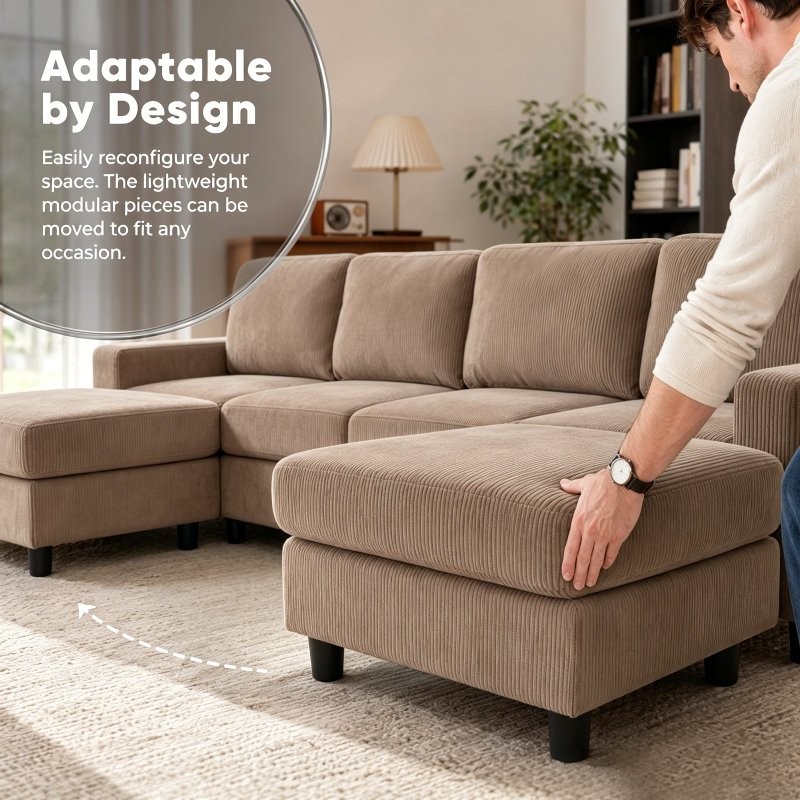 98.8" Oversized U-Shaped Sectional Couches 4-Seat Double Chaise Sofa Corner Sofa gallery