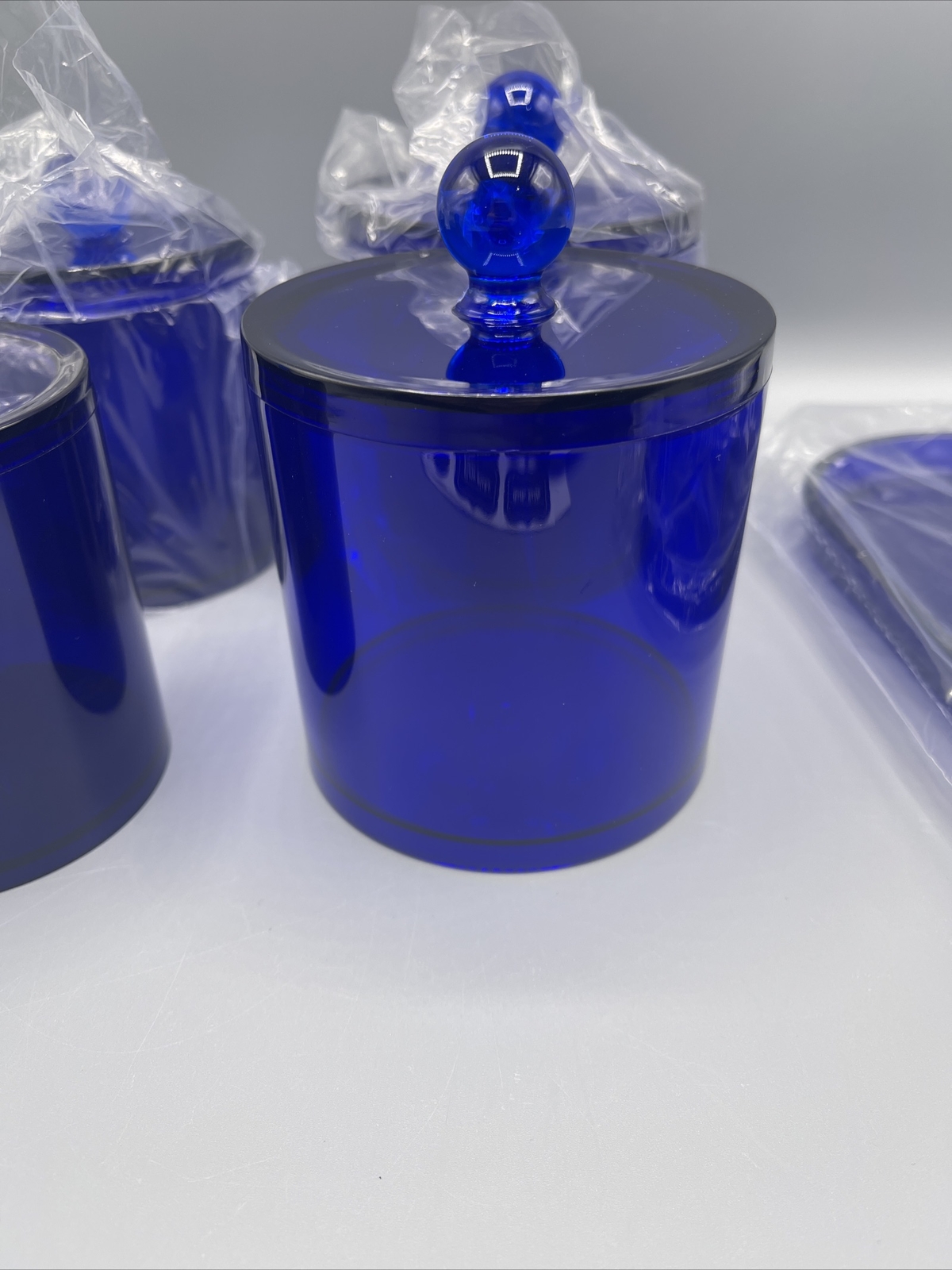 Purple Plastic Acrylic Bathroom Vanity Countertop Canister Jars gallery
