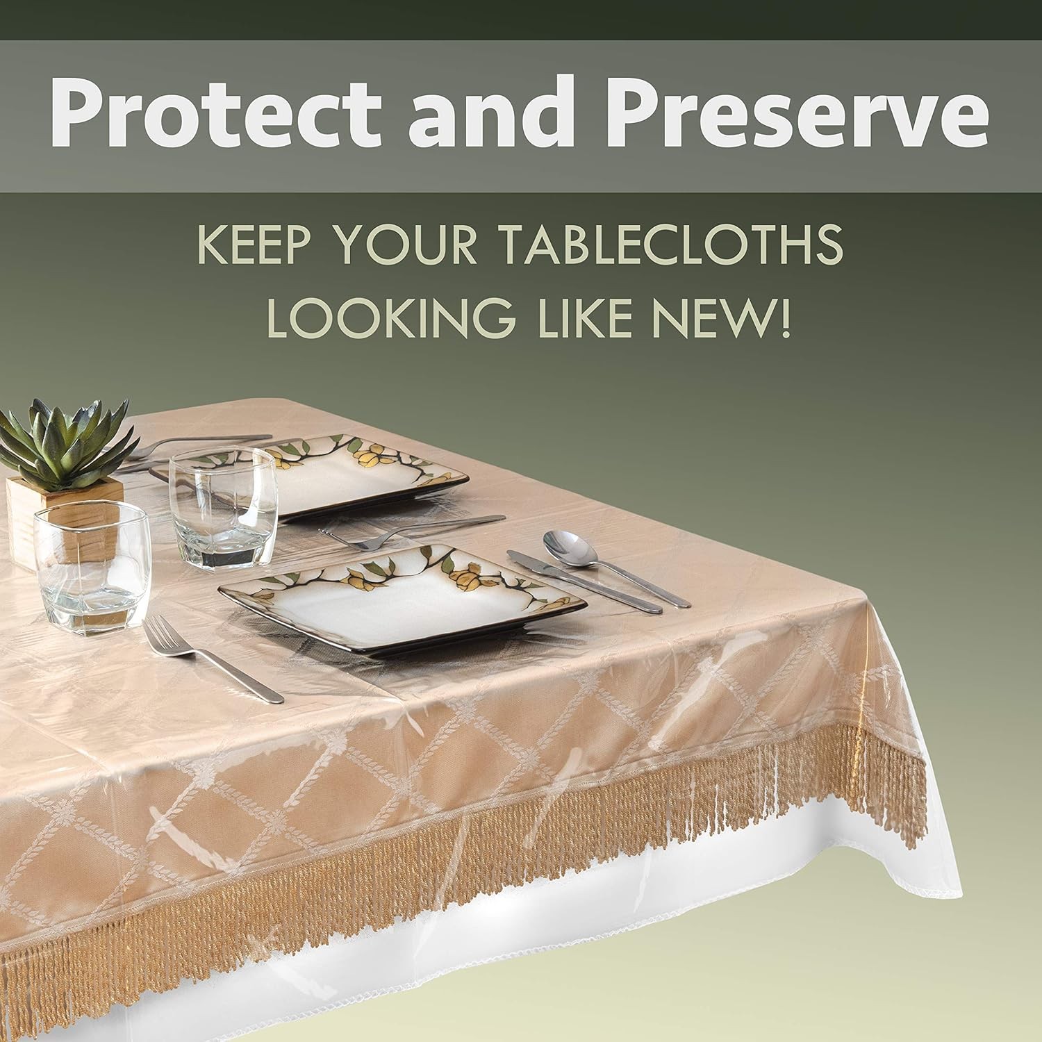 Clear Plastic Table Protector 54x72 Inch Heavy Duty Vinyl Waterproof Table Cove gallery