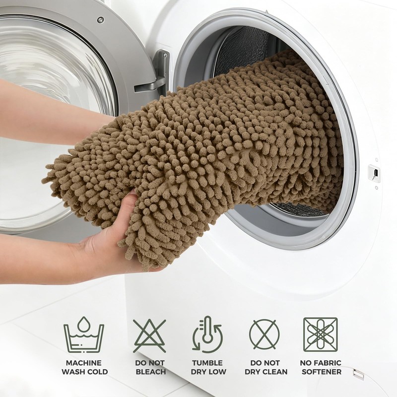 Bcoimo Bathroom Rug Set, Chenille Rugs, U24×20 Plus 30×20, Tan gallery