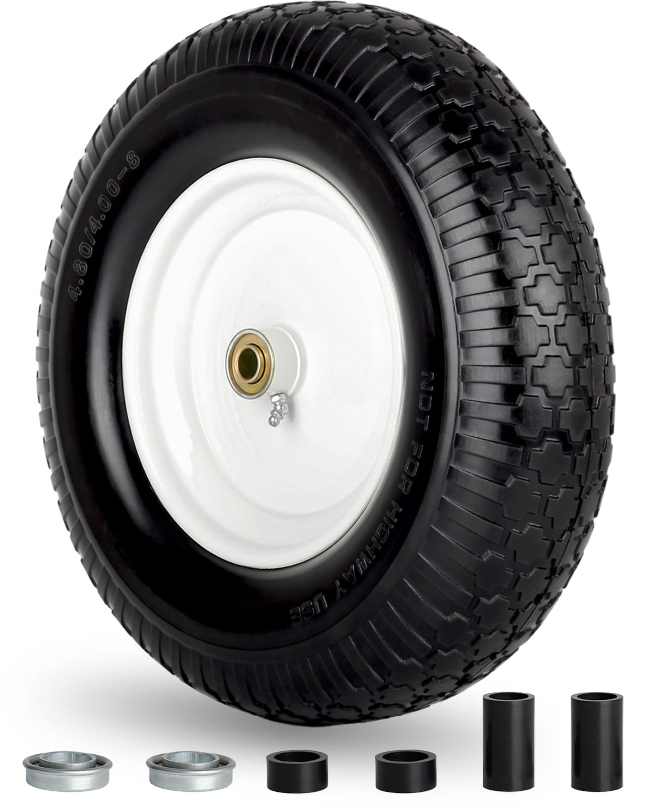 GICOOL 16 Flat-Free Solid Tire & Wheel, 4.80/4.00-8 for Wheelbarrow & Garden gallery