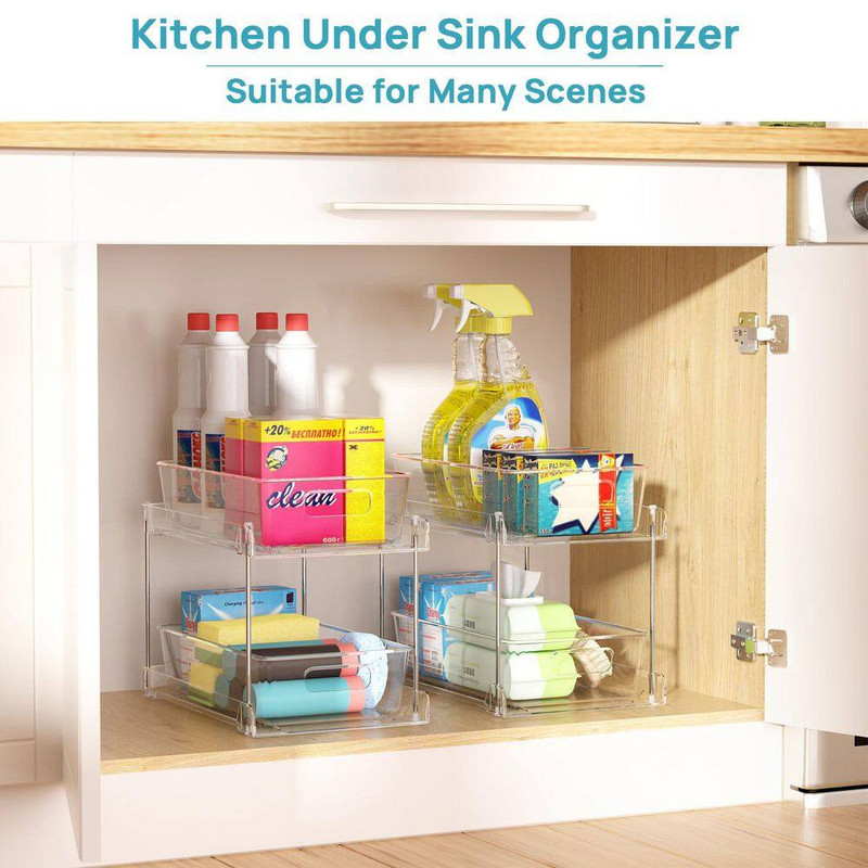 Multi-Purpose Tabletop Mount Slide-Out Drawer Non-Slip Shower Caddy, 4-Pack Bath gallery