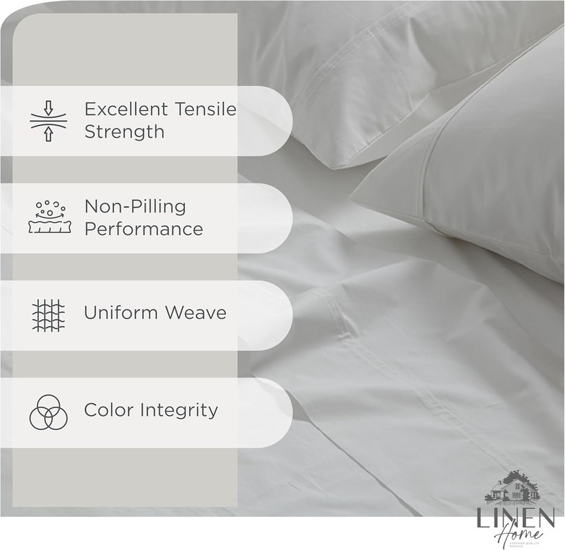 Cotton Percale Sheets Queen Size Bed Linen White Deep Pocket 4 Pieces gallery