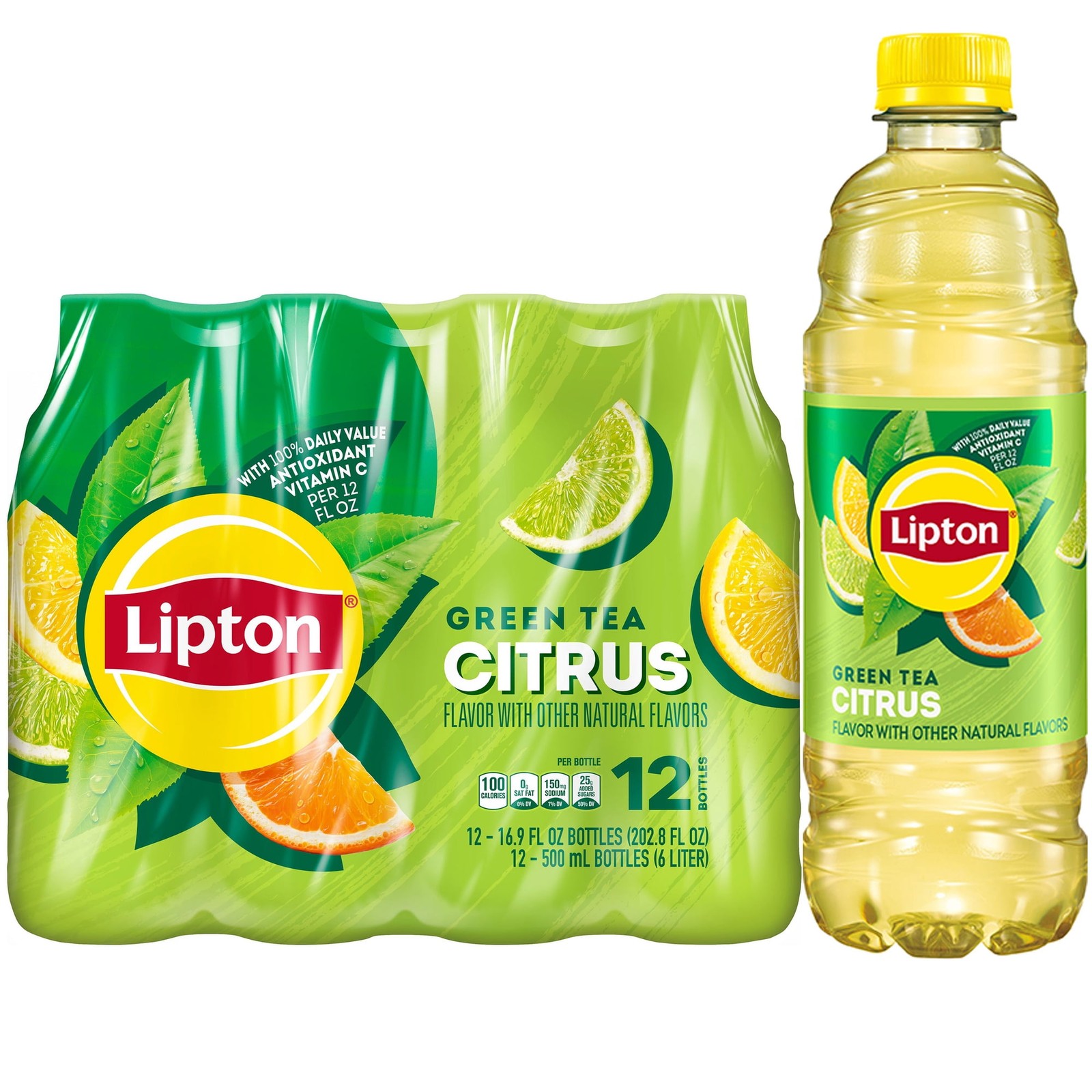 Lipton Iced Green Tea, Citrus Bottled Tea Drink, 16.9 oz, 12 Bottles gallery