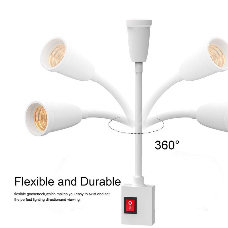 Flexible E27 Light Bulb Holder Extension Socket Adapter Plug in On/Off Switch US gallery