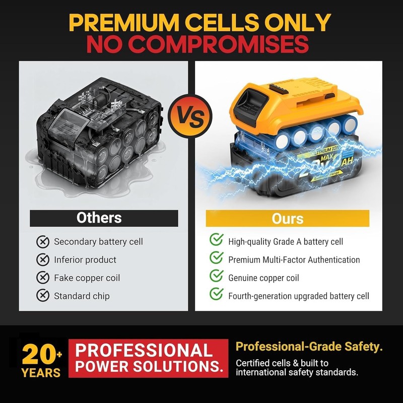 8Ah Replacement Compatible for Dewalt 20V Max Battery with High Capacity 2 Pack gallery