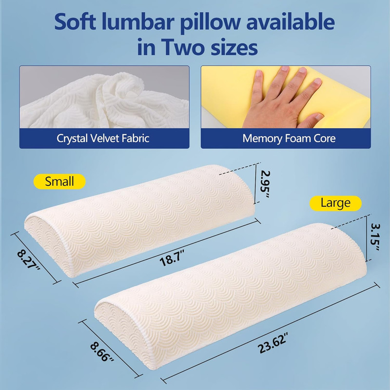 Large Memory Foam Lumbar Pillow for Back Pain Relief - 3.15"H x 23.6"L gallery