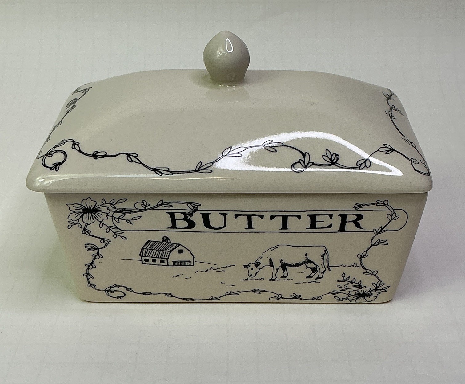Creative Co-op SPREAD THE LOVE Covered Butter Keeper Dish Country NEW gallery