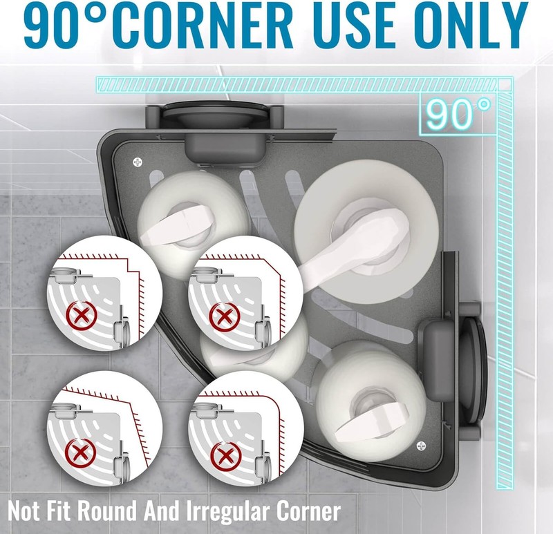 Aluminum Corner Shower Caddy Suction Cup, 2-Tier Shower Shelves with 8 Hooks gallery